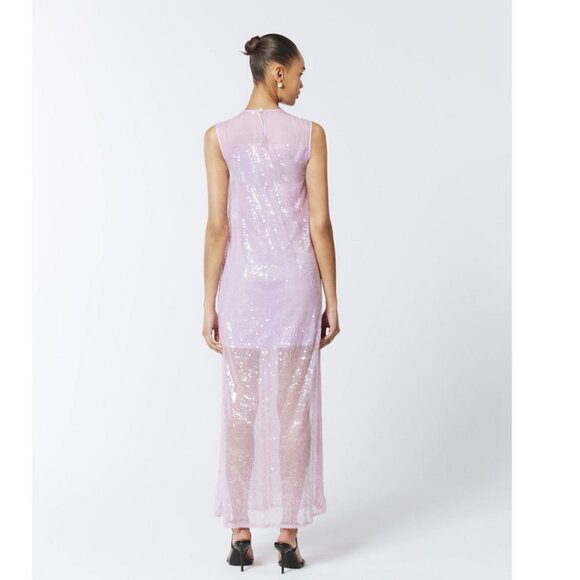 Sequined Sheer Gown In Wisteria Purple - Picture 4 of 6